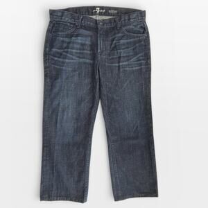 7 Seven For All Mankind Austyn Dark Wash Blue Straight Jeans Mens 36 x 27 READ